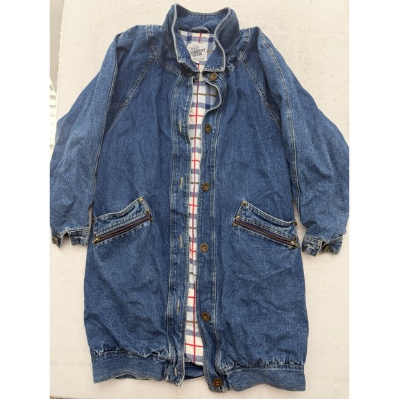 Current Seen Jackets & Blazers - VTG Current Seen Denim Barn Coat Chore Jacket Flannel Lined Size Small 90s 80s
